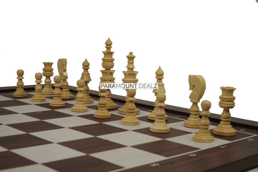 Playminds Wooden Laminated 21" Chess Board Game Set with 3.75" Wooden Chess Pieces