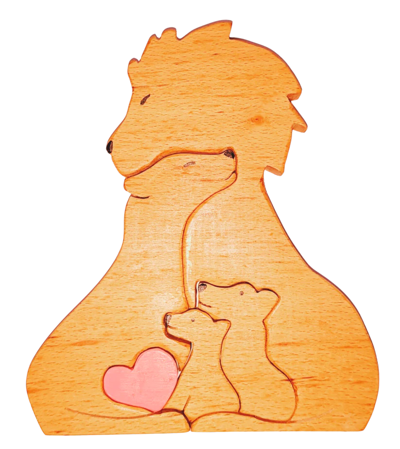 Playminds Wooden Lion Family jigsaw puzzle| Lion Family Jigsaw Puzzle | Decorative Lion Family | Lions Family Showpiece| Kids Room Decoration