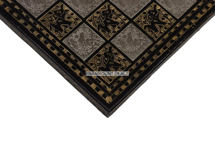 Playminds Vintage Collection Hand Etched 12" Chess Board Without Chess Pieces - Handcrafted by Premium Quality Solid Brass Metal