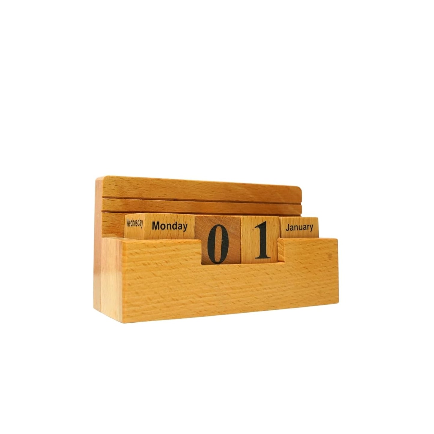 Craft Closet & Gifts - Wooden Stylish Rolling Table Calendar Design Single Pen/Pencil Holder + Mobile Stand - Personalized Office Desk Supplies Accessory for IAS, Advocate, Office & Corporate Gifts