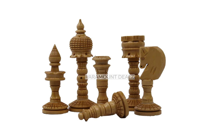 Playminds Classic Lamp Series 3.5" King Height Wooden Chess Pieces - Made from Sheesham Wood Indian Rosewood | Specially Designed for Players (Chess Board Not Included)