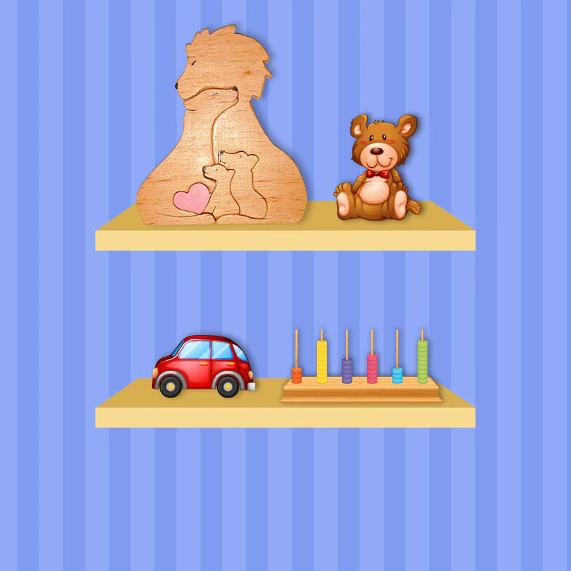 Playminds Wooden Lion Family jigsaw puzzle| Lion Family Jigsaw Puzzle | Decorative Lion Family | Lions Family Showpiece| Kids Room Decoration