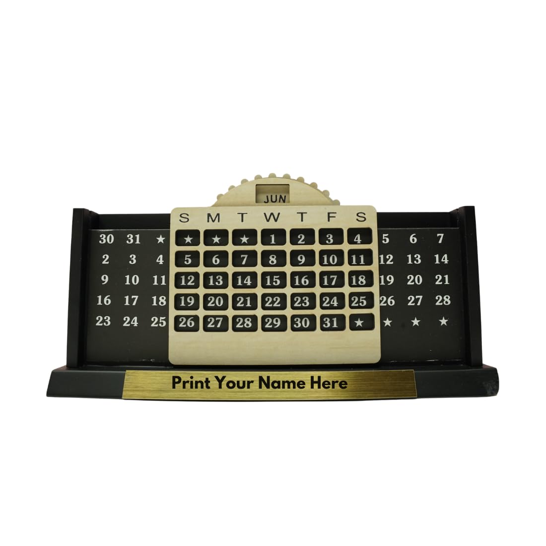 Craft Closet & Gifts - Wooden Stylish Calendar Design Mobile and Pencil Holder - Personalized Office Table Desk Supplies Accessory for IAS, Advocate, Office & Corporate Gifts