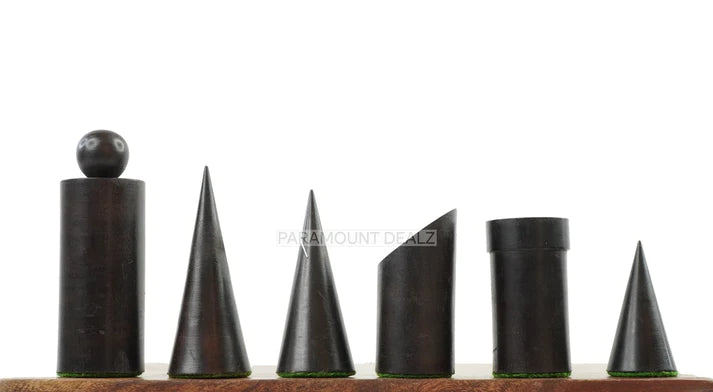 Geometric Minimalist Pattern Seamless Design 32 + 2 Extra Queens 3.4" King Size Wooden Chess Pieces Set with Velvet Chess Pouch and Sheesham Wooden Chess Box
