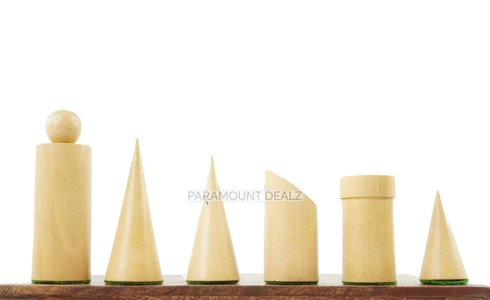 Geometric Minimalist Pattern Seamless Design 32 + 2 Extra Queens 3.4" King Size Wooden Chess Pieces Set with Velvet Chess Pouch and Sheesham Wooden Chess Box