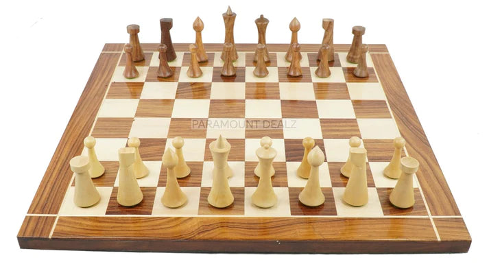 Minimalist Hermann Ohme Design 32 + 2 Extra Queens 3.75" King Size Wooden Chess Pieces Set with Velvet Carry Pouch and Sheesham Wooden Chess Box