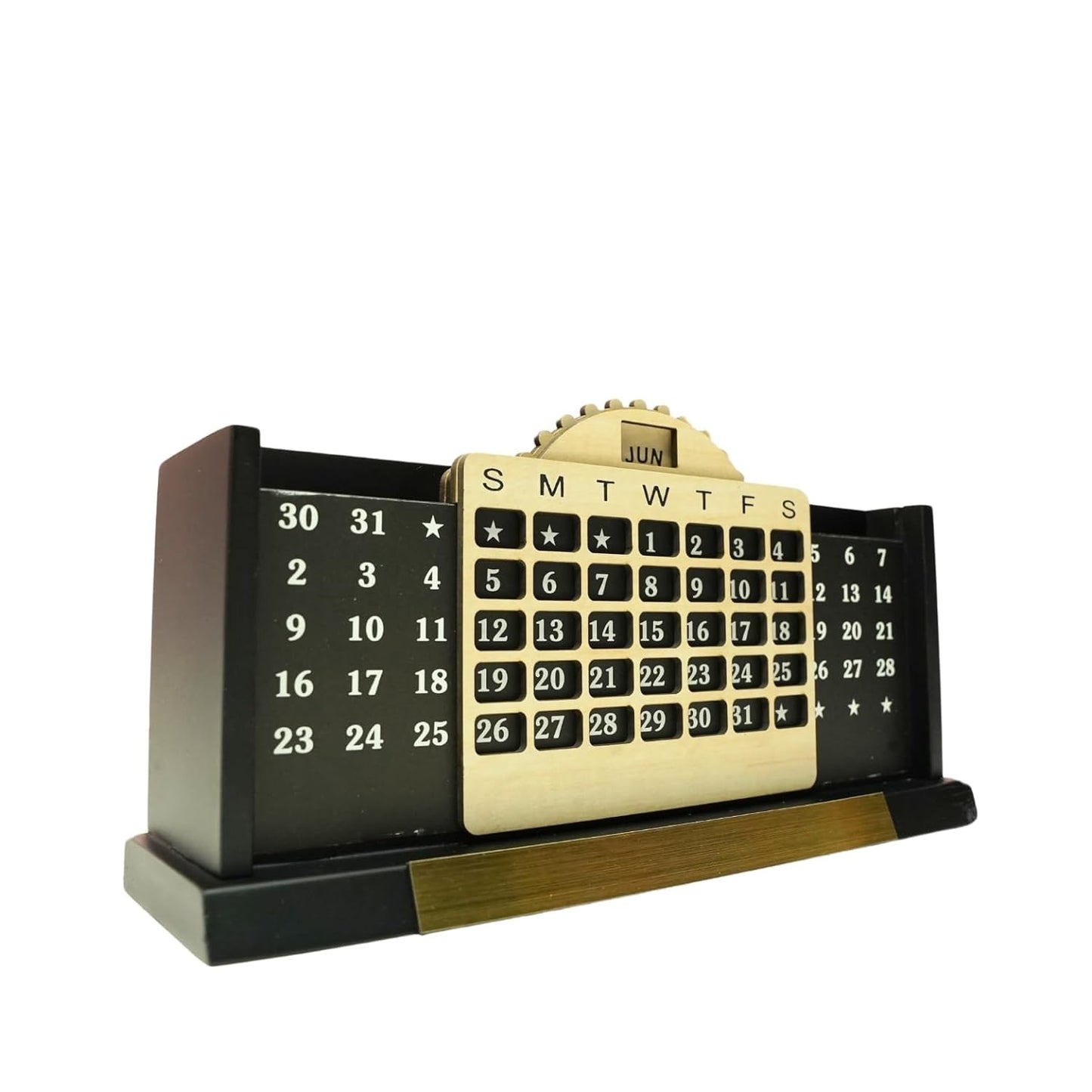 Craft Closet & Gifts - Wooden Stylish Calendar Design Mobile and Pencil Holder - Personalized Office Table Desk Supplies Accessory for IAS, Advocate, Office & Corporate Gifts