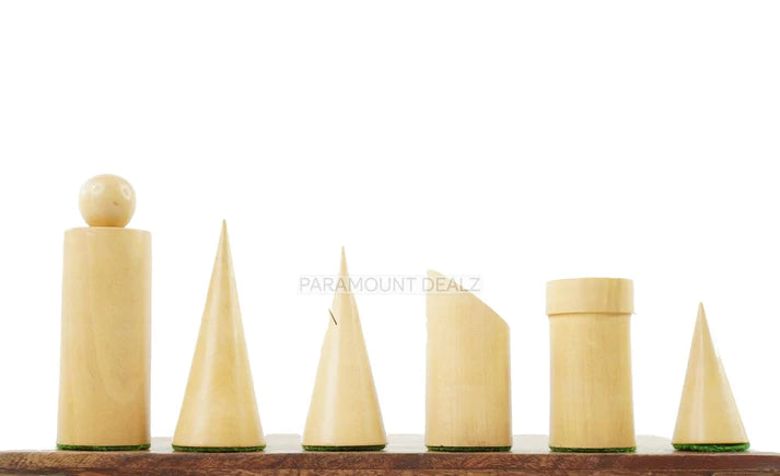 Geometric Minimalist Pattern Seamless Design 32 + 2 Extra Queens 3.4" King Size Wooden Chess Pieces Set with Velvet Chess Pouch and Sheesham Wooden Chess Box