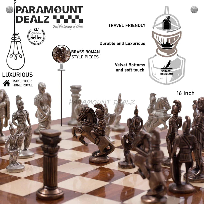 Playminds Foldable Handcrafted Brass Chess Set - Best for chess enthusiasts and players