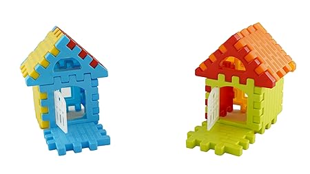 Playminds Multi Color Eco Freindly Building DIY Plastic Blocks | Kids Puzzle Games |Toys for Children | Educational & Learning Toy for Kids - (90 Pieces and Windows) with Smooth Edges for Girls &Boys