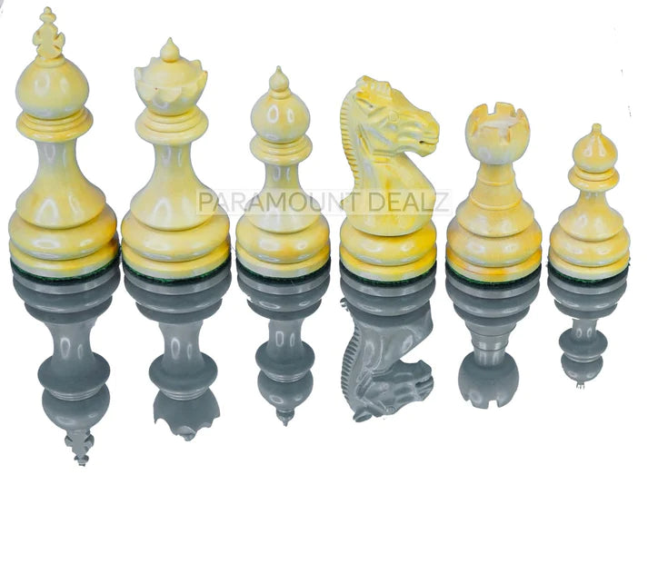The Taj Series Royal 3.75" King Size 32 + 2 Extra Queens Wooden Chess Pieces with Velvet Carry Pouch and Sheesham Wooden Chess Box