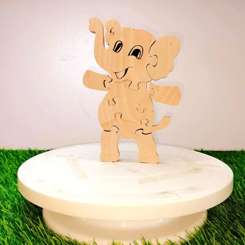 Playminds Baby Elephant Brain Teaser Jigsaw Puzzle set (10 pieces)| Interlocking Wooden Bloc puzzle | Lock in blocks puzzle set| Animals Puzzle| Wooden Puzzle