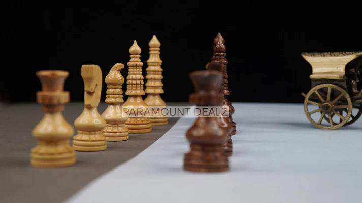 Playminds Handcrafted Wooden Chess Pieces with Velvet Carry Pouch - Green Felt Bottom