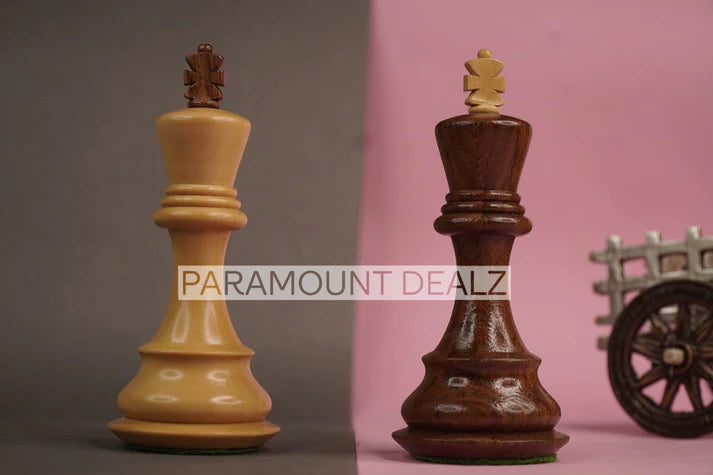 Playminds Russian Zagreb 59' Wooden Chess Pieces with Carry Pouch - 3.75" King Height | Handcrafted by Indian Artisan | Made from Maple Wood, Sheesham Wood, Rosewood, Golden Rosewood