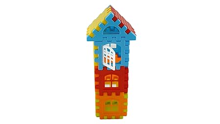 Playminds Multi Color Eco Freindly Building DIY Plastic Blocks | Kids Puzzle Games |Toys for Children | Educational & Learning Toy for Kids - (90 Pieces and Windows) with Smooth Edges for Girls &Boys