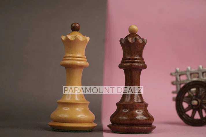 Playminds Russian Zagreb 59' Wooden Chess Pieces with Carry Pouch - 3.75" King Height | Handcrafted by Indian Artisan | Made from Maple Wood, Sheesham Wood, Rosewood, Golden Rosewood