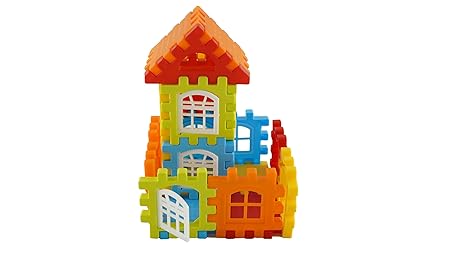 Playminds Multi Color Eco Freindly Building DIY Plastic Blocks | Kids Puzzle Games |Toys for Children | Educational & Learning Toy for Kids - (90 Pieces and Windows) with Smooth Edges for Girls &Boys