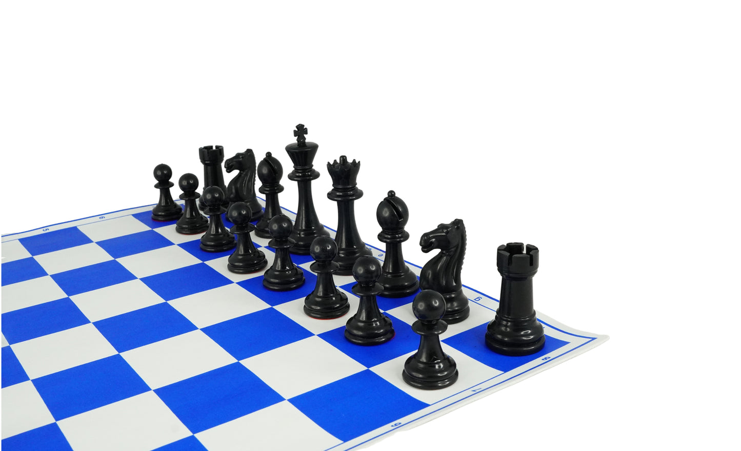 Playminds Vinyl Chess Set with 2 Extra Queens & Chess Bag (available in 17 Inches and 20 Inches) - Color Blue & White