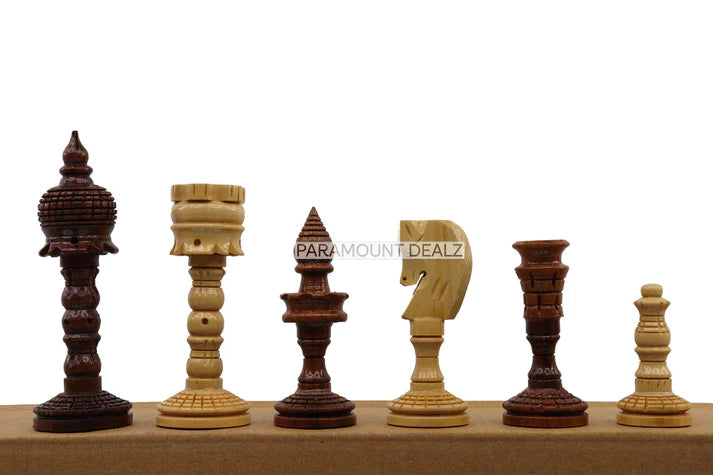 Playminds Classic Lamp Series 3.5" King Height Wooden Chess Pieces - Made from Sheesham Wood Indian Rosewood | Specially Designed for Players (Chess Board Not Included)
