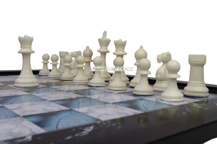 Playminds 21" Wooden Laminated Chess Board with 3.75" Plastic Pieces & Velvet Pouch (Add On: Wooden Chess box & Hydraulic Stand)
