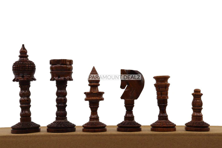 Playminds Classic Lamp Series 3.5" King Height Wooden Chess Pieces - Made from Sheesham Wood Indian Rosewood | Specially Designed for Players (Chess Board Not Included)
