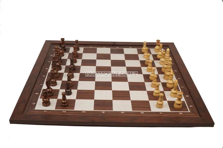 Playminds Minar Style Pattern Seamless Design Chess Board Game Set - 3.5" King Size Wooden Chess Pieces Set with 21" Wooden Laminated Chess Board, Carry Pouch