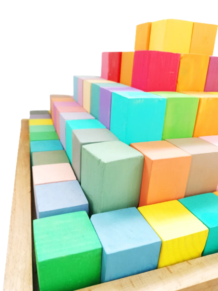 Playminds Grimm's Stepped Pyramid Large (100 Piece set with Tray) Large building blocks| Wooden blocks