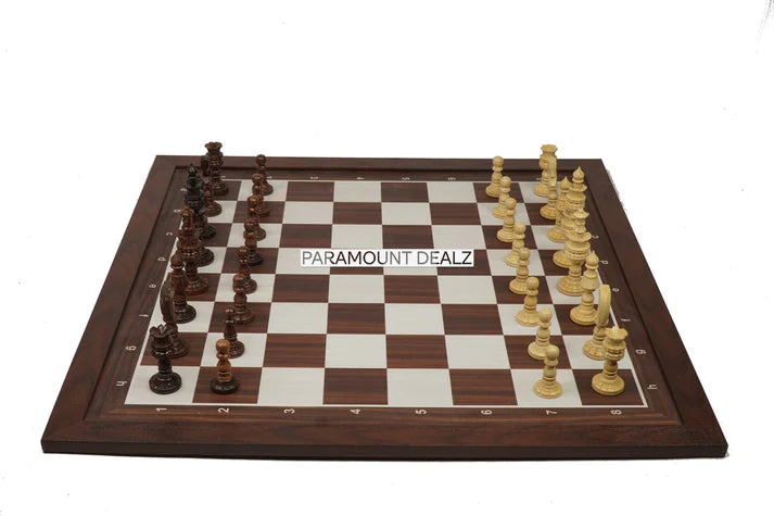 Playminds Wooden Laminated 21" Chess Board Game Set with 3.75" Wooden Chess Pieces