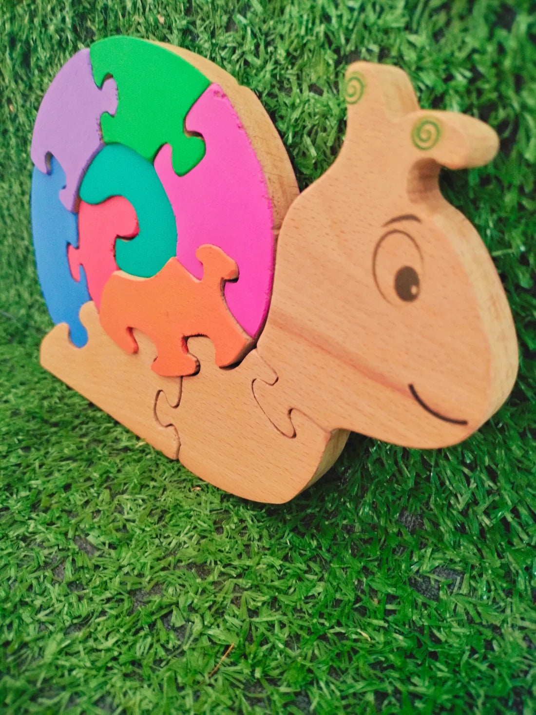 Playminds Snail01 Brain Teaser Jigsaw Number Puzzle Set (10 pieces)| Number puzzle | Interlocking Blocks Puzzle| Lock in Blocks Puzzle| Animals Puzzle| Wooden Puzzle