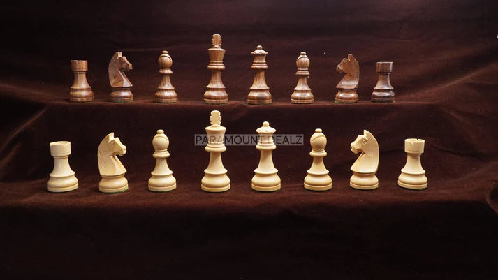 Tournament Series Handmade Wooden Weighted 3.75" King Size 32 + 2 Extra Queens German Knight Chess Pieces with Velvet Carry Pouch
