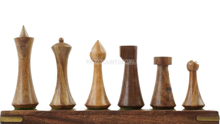 Minimalist Hermann Ohme Design 32 + 2 Extra Queens 3.75" King Size Wooden Chess Pieces Set with Velvet Carry Pouch and Sheesham Wooden Chess Box