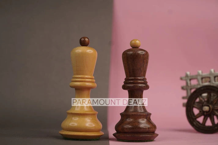 Playminds Russian Zagreb 59' Wooden Chess Pieces with Carry Pouch - 3.75" King Height | Handcrafted by Indian Artisan | Made from Maple Wood, Sheesham Wood, Rosewood, Golden Rosewood