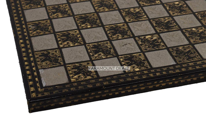 Playminds Vintage Collection Hand Etched 12" Chess Board Without Chess Pieces - Handcrafted by Premium Quality Solid Brass Metal
