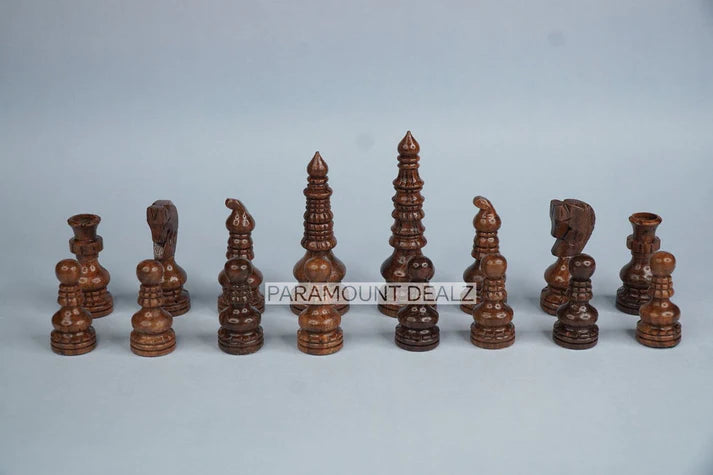 Playminds Handcrafted Wooden Chess Pieces with Velvet Carry Pouch - Green Felt Bottom