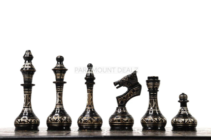 Playminds Vintage Collection 14" Chess Board Set - Made from Brass and Metal | Heavy Weight Royal Finish Chess Pieces
