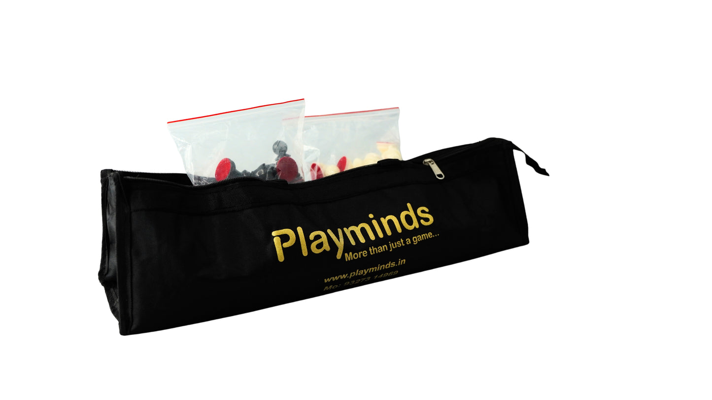 Playminds Vinyl Chess Set with 2 Extra Queens & Chess Bag (available in 17 Inches and 20 Inches) - Color Black & White