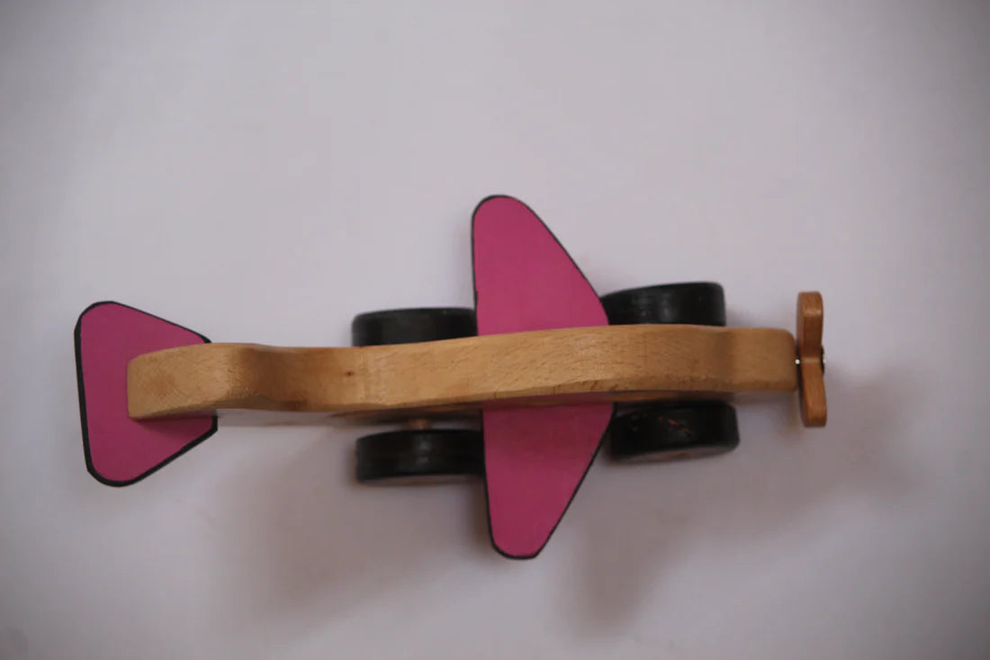 Playminds Wooden Airplane Push/pull Toy| Toy Vehicle| Wooden Airplane| Organic Toy