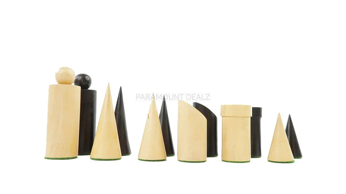 Geometric Minimalist Pattern Seamless Design 32 + 2 Extra Queens 3.4" King Size Wooden Chess Pieces Set with Velvet Chess Pouch and Sheesham Wooden Chess Box