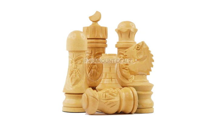 Face Series 3" King Size Handmade 32 Chessmen Wooden Chess Pieces with Velvet Carry Pouch and Sheesham Wood Chess Box - Designed for Professional Players