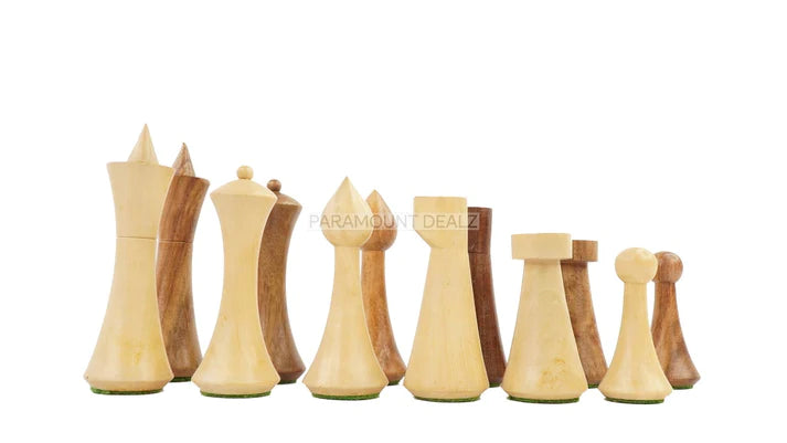 Minimalist Hermann Ohme Design 32 + 2 Extra Queens 3.75" King Size Wooden Chess Pieces Set with Velvet Carry Pouch and Sheesham Wooden Chess Box