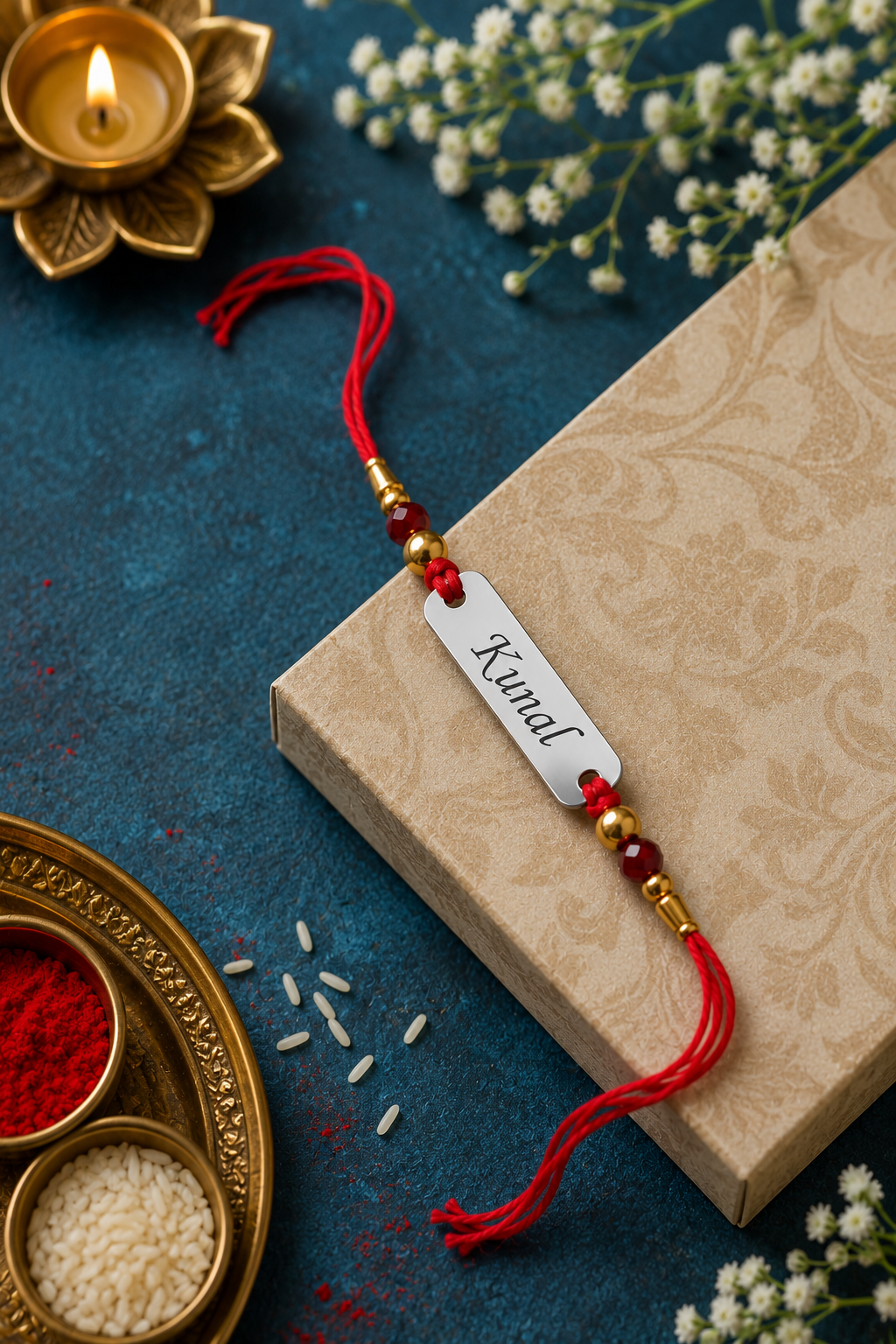 Rakhi - Red Resham - Personalized Name Rakhi