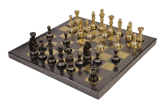 Playminds Luxury Brass Metal Chess Set with 12” Board – 2.5” King Height | Premium Decorative Chess Set | Compact Travel & Gift Chess Set
