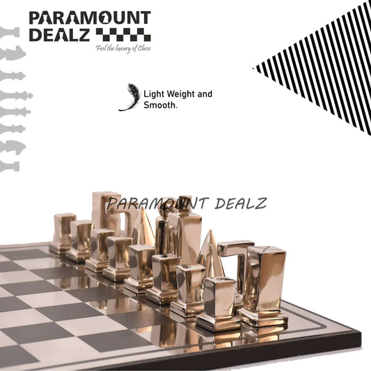 Playminds Fischer series Aluminium Chess Set - Best for chess enthusiasts and players (Silver & Black)