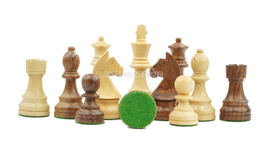 Tournament Series Handmade Wooden Weighted 3.75" King Size 32 + 2 Extra Queens German Knight Chess Pieces with Velvet Carry Pouch