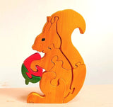 Playminds Squirrel Brain Teaser Jigsaw Puzzle (8 piece puzzle)| Wooden Interlocking Blocks Puzzle | Organic Toy for Brain Development