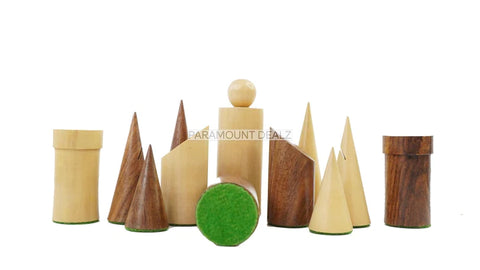 Geometric Minimalist Pattern Seamless Design 32 + 2 Extra Queens 3.4" King Size Wooden Chess Pieces Set with Velvet Chess Pouch and Sheesham Wooden Chess Box