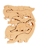 Playminds Three in one Stacking toy, Jigsaw Puzzle & Dinosaurs set (8 piece) | Wooden Jigsaw Animals Puzzle | Organic Toy for Brain Development