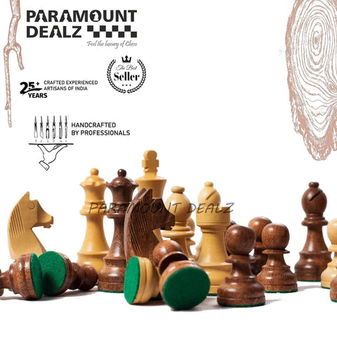 FIDE Standard 3.75 Inch King Height-Collector Edition Wooden Chess (Staunton Pieces/Drawstring pouch)