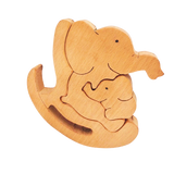 Playminds Wooden Rocking Baby and mummy Elephant Jigsaw Puzzle | Wooden Jigsaw Puzzle | Wooden Decorative Showpiece