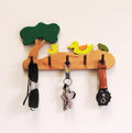 Playminds Wild Pool Kids Wall Cloth Hanger (Wild Pool with ducks, frog and tree)| Keys, Cloths, ID Cards Hanger| Kids Room Organizer | Natural Wood Hanger